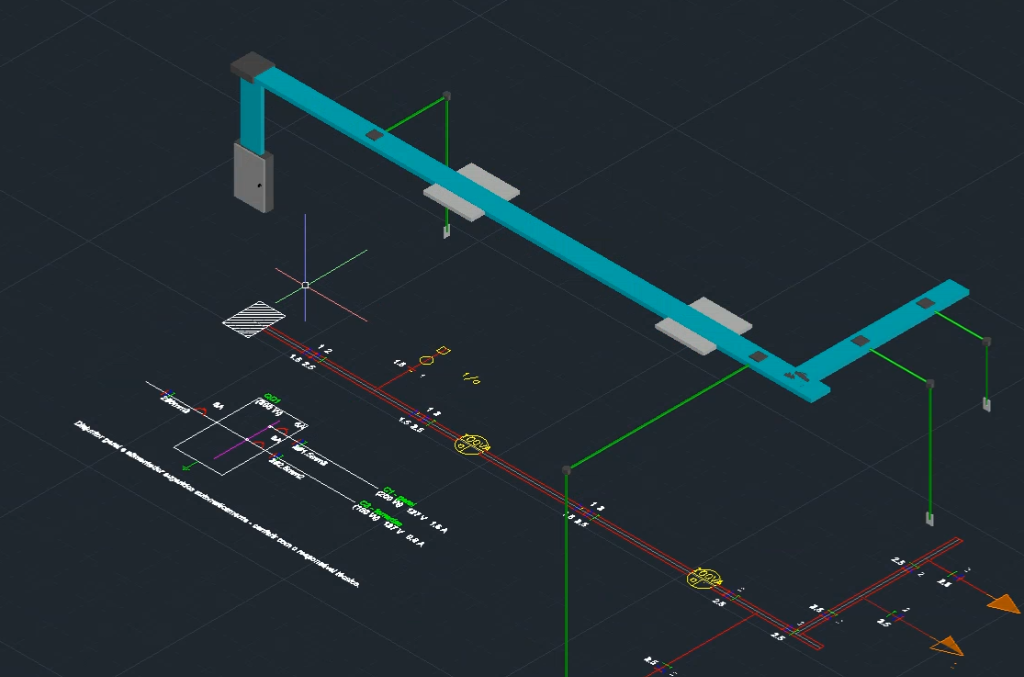 Visualização 3D BIM da infraestrutura elétrica